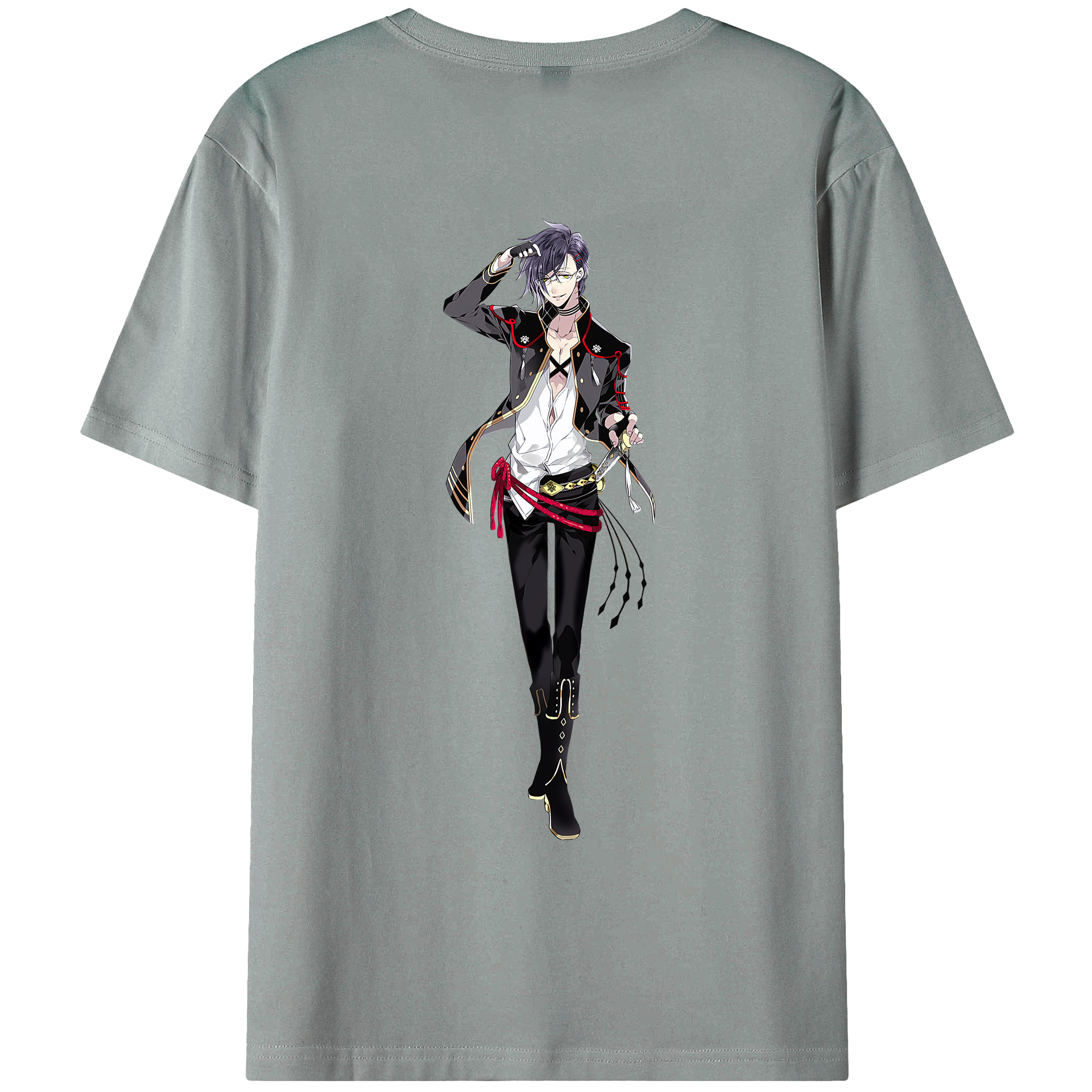 （画像用） 刀剣乱舞 Touken Ranbu 綿100％ メンズ半袖Tシャツ（バックプリント） 通気性